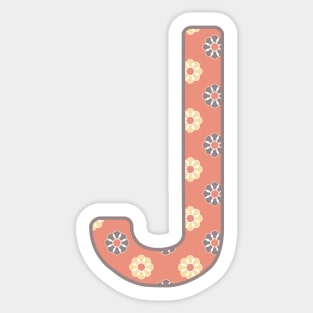 MONOGRAM LETTER J PINK FLORAL TYPOGRAPHY DESIGN Sticker